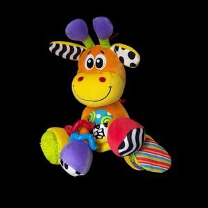 Playgro Baby Sensory Activity Toy Rattle Giraffe Plush Crinkle 11 in Lovey